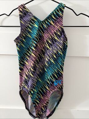 GK | EUC Scribbles Blacks and Pastels Kids Leotard sz CS